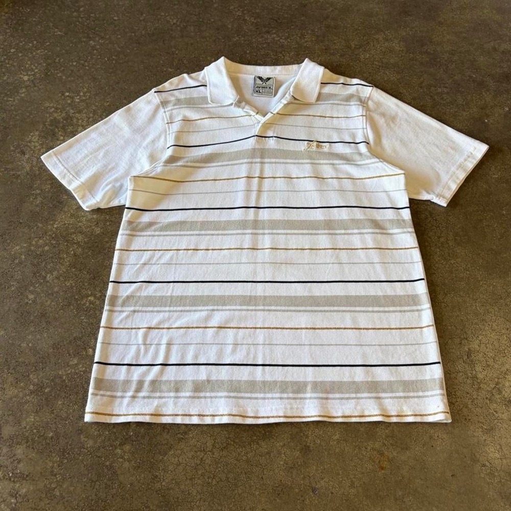 2000s avirex striped skater polo